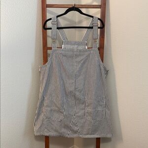 Women’s Striped Railroad Overall Pinafore Mini Dress Size XXL